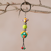 Glasperlen Schlüsselanhänger | Murano-Glas | Vogel |  Gelb-Grün | Handgemacht | Einzigartiges Design